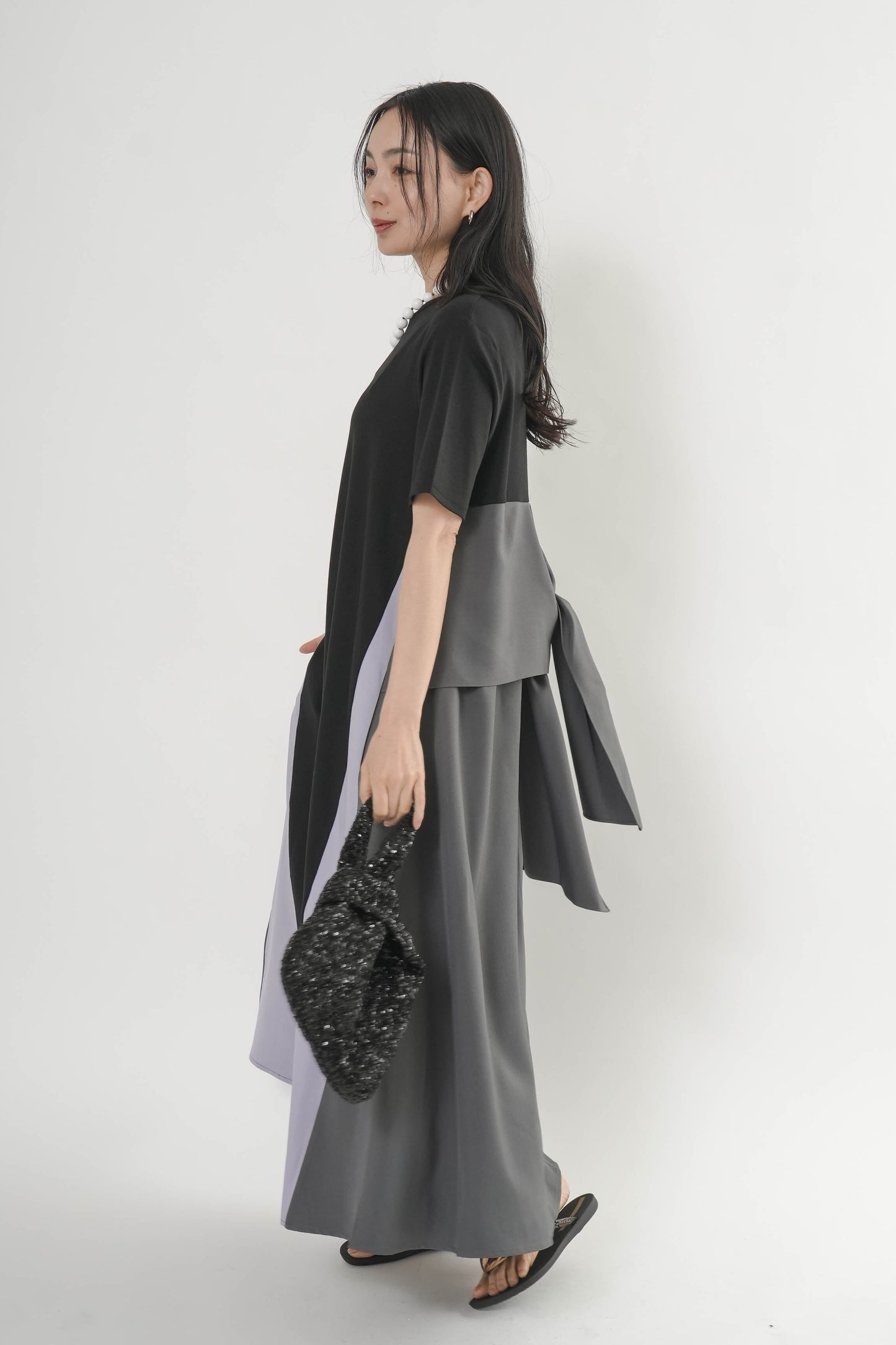 〈ご試着キャンペーン対象品〉配色バックリボンワンピース