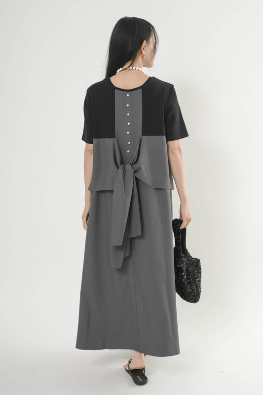 〈ご試着キャンペーン対象品〉配色バックリボンワンピース