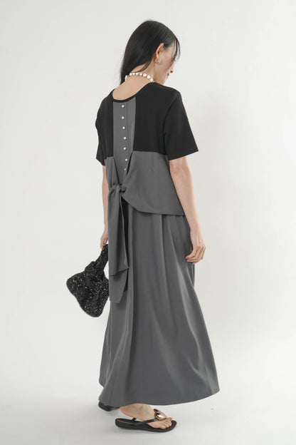 〈ご試着キャンペーン対象品〉配色バックリボンワンピース