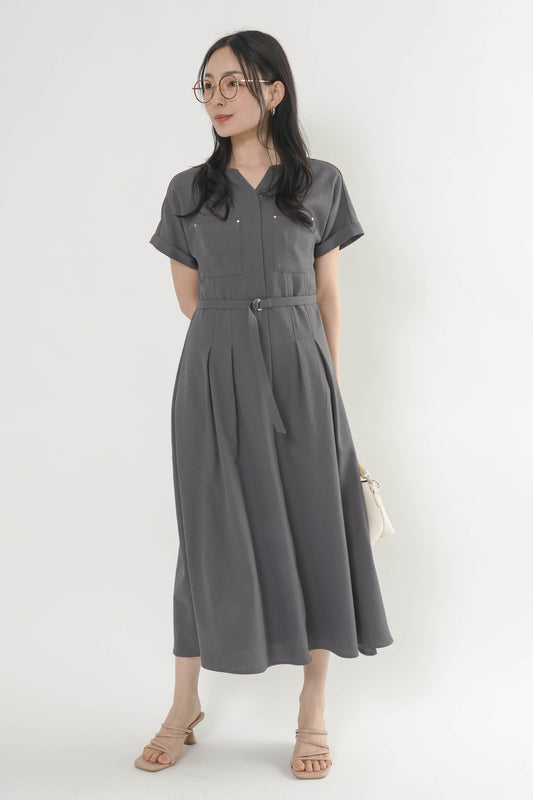 〈ご試着キャンペーン対象品〉ペチコート付きベルトシャツワンピース