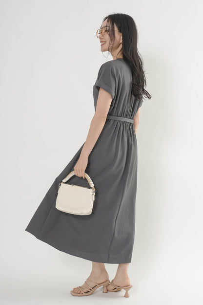 〈ご試着キャンペーン対象品〉ペチコート付きベルトシャツワンピース