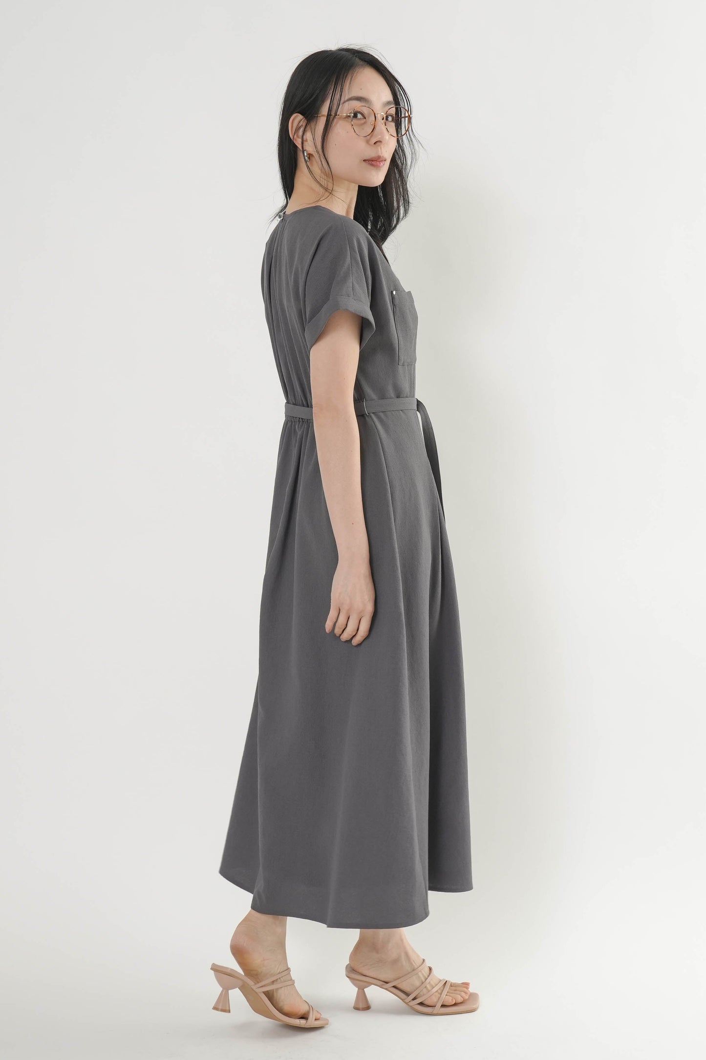 〈ご試着キャンペーン対象品〉ペチコート付きベルトシャツワンピース