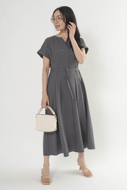 〈ご試着キャンペーン対象品〉ペチコート付きベルトシャツワンピース