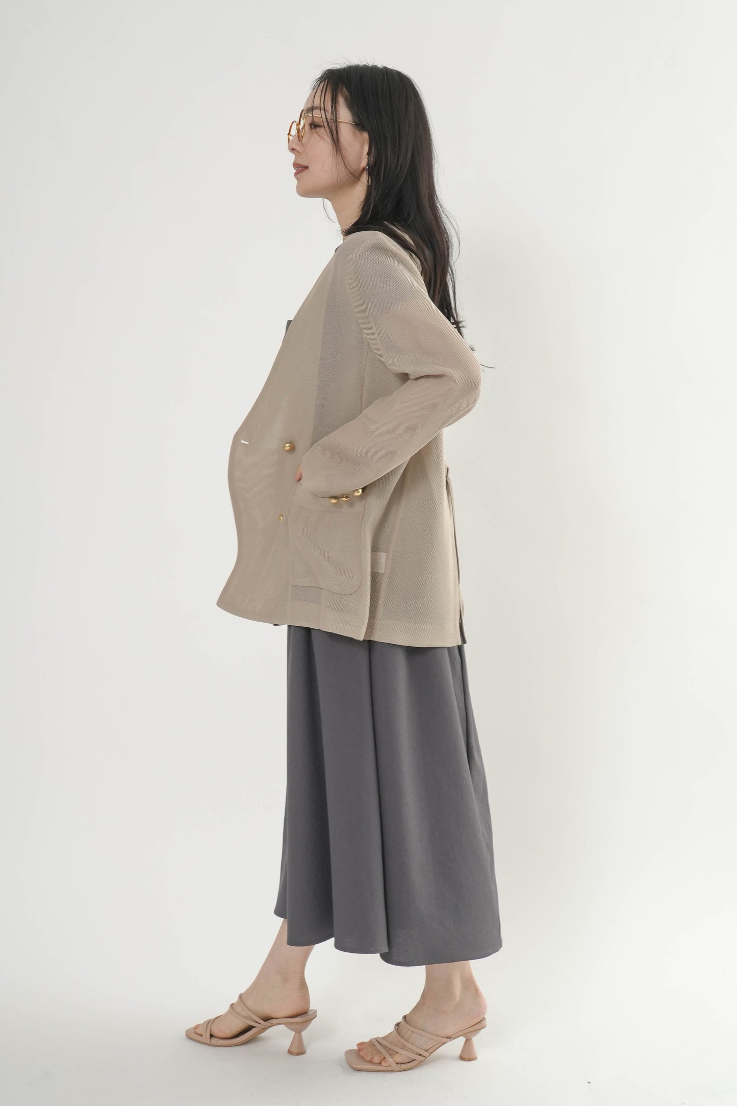 メッシュノーカラージャケット