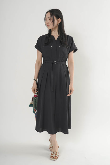 〈ご試着キャンペーン対象品〉ペチコート付きベルトシャツワンピース