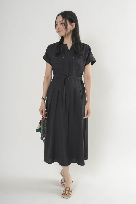 〈ご試着キャンペーン対象品〉ペチコート付きベルトシャツワンピース