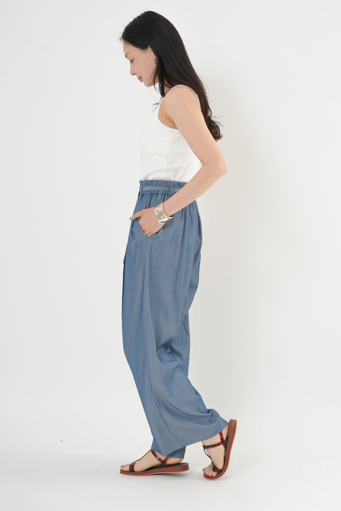テンセルデニムストレートパンツ