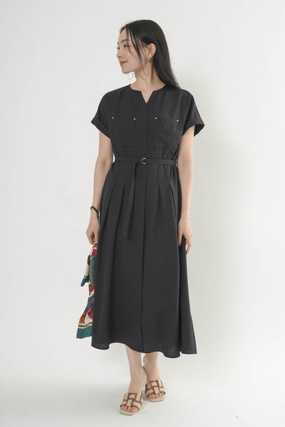 〈ご試着キャンペーン対象品〉ペチコート付きベルトシャツワンピース