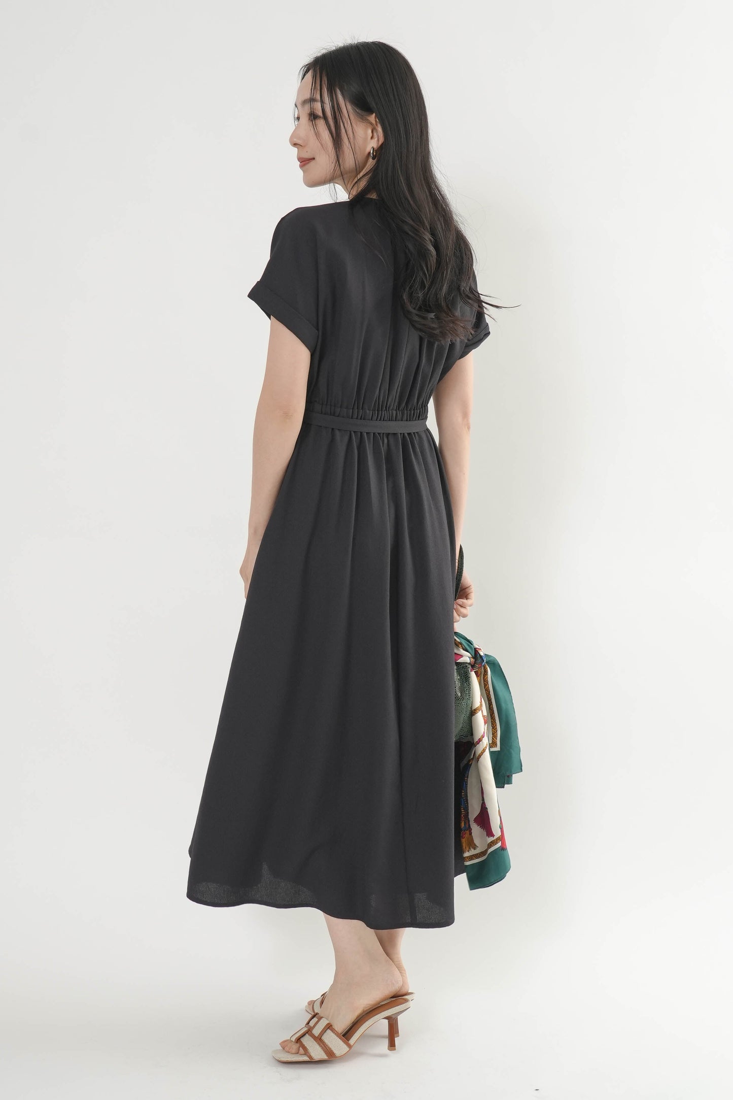 〈ご試着キャンペーン対象品〉ペチコート付きベルトシャツワンピース