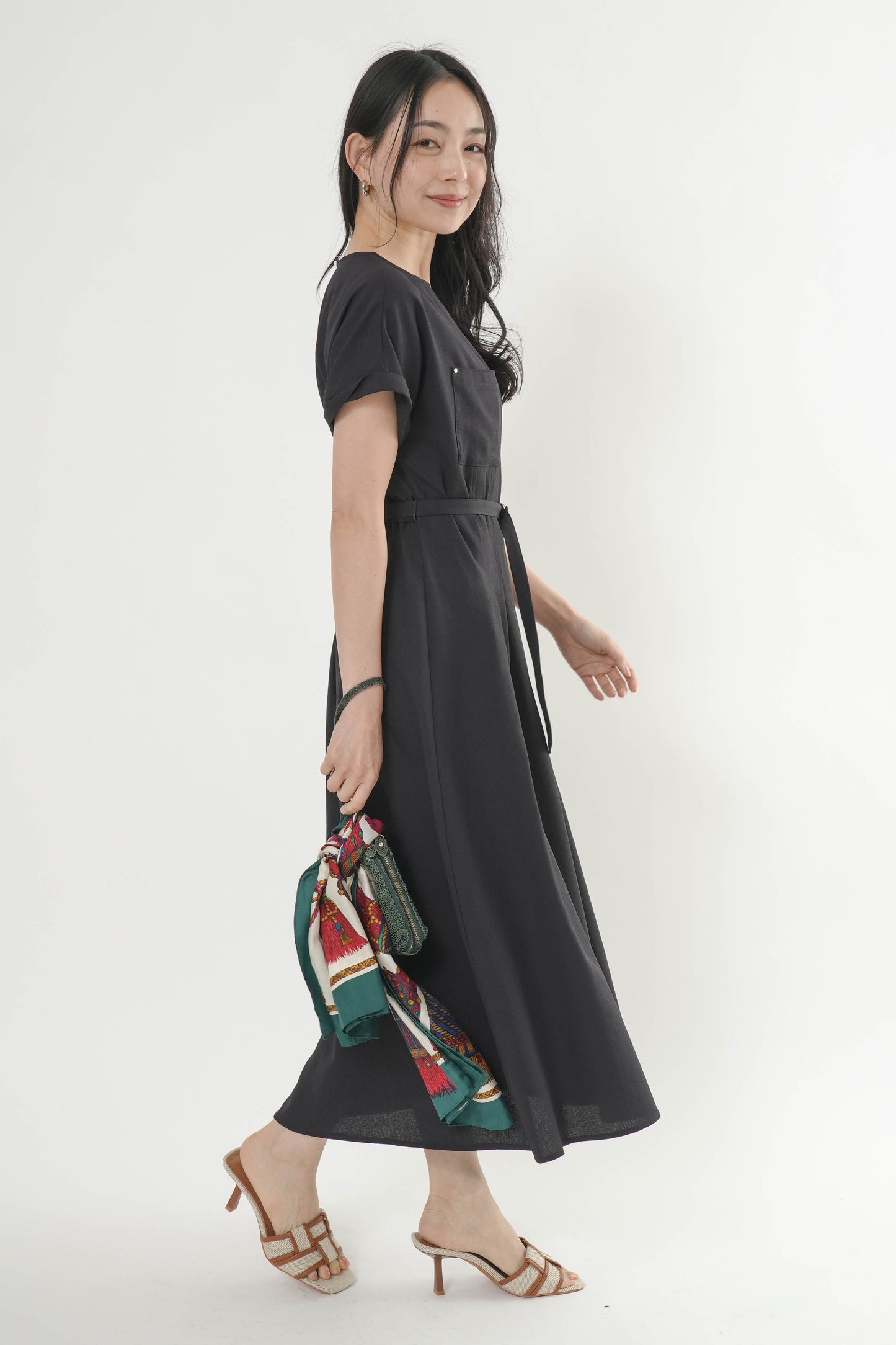 〈ご試着キャンペーン対象品〉ペチコート付きベルトシャツワンピース