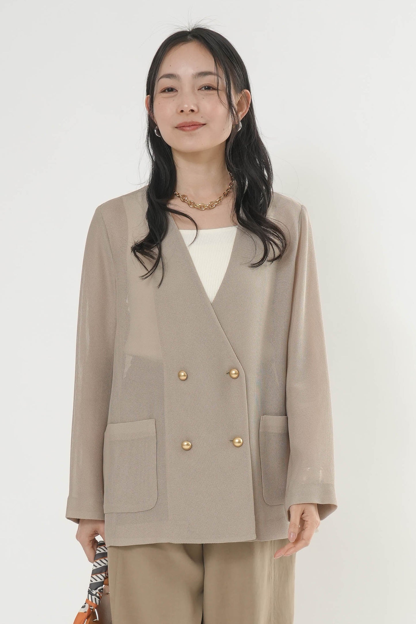 メッシュノーカラージャケット
