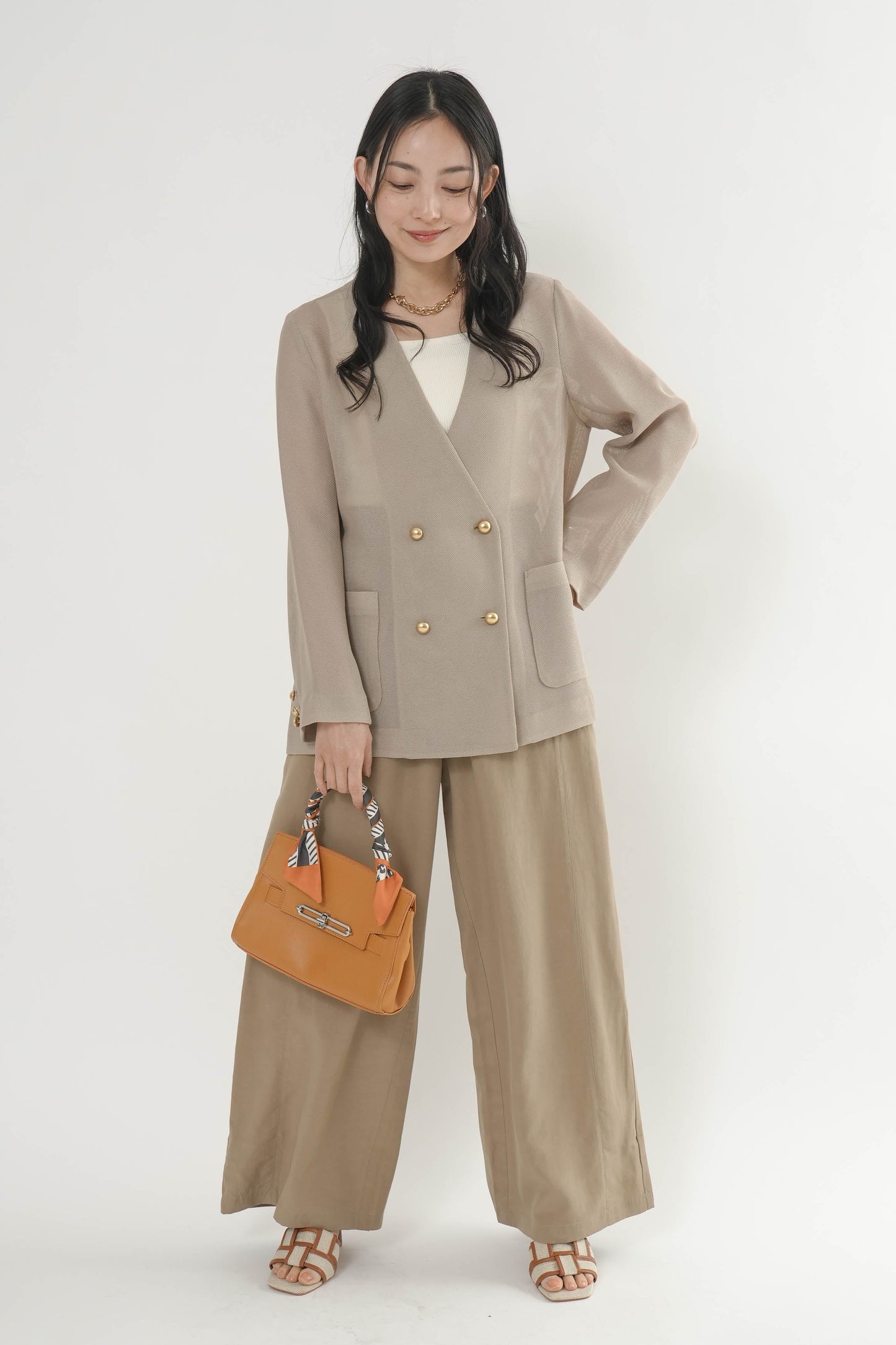 メッシュノーカラージャケット