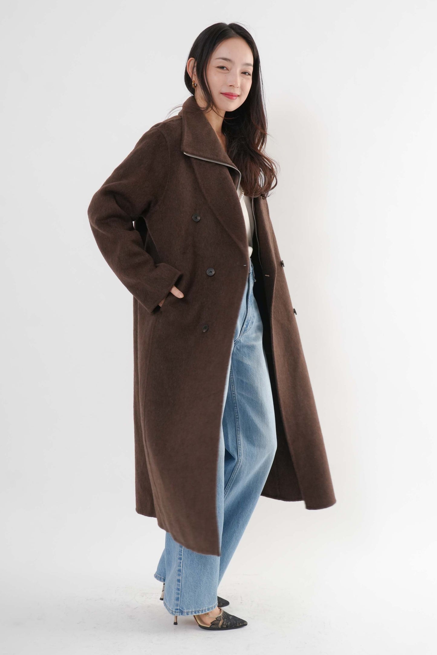 ［予約］ウール100％ＺＩＰロングコート