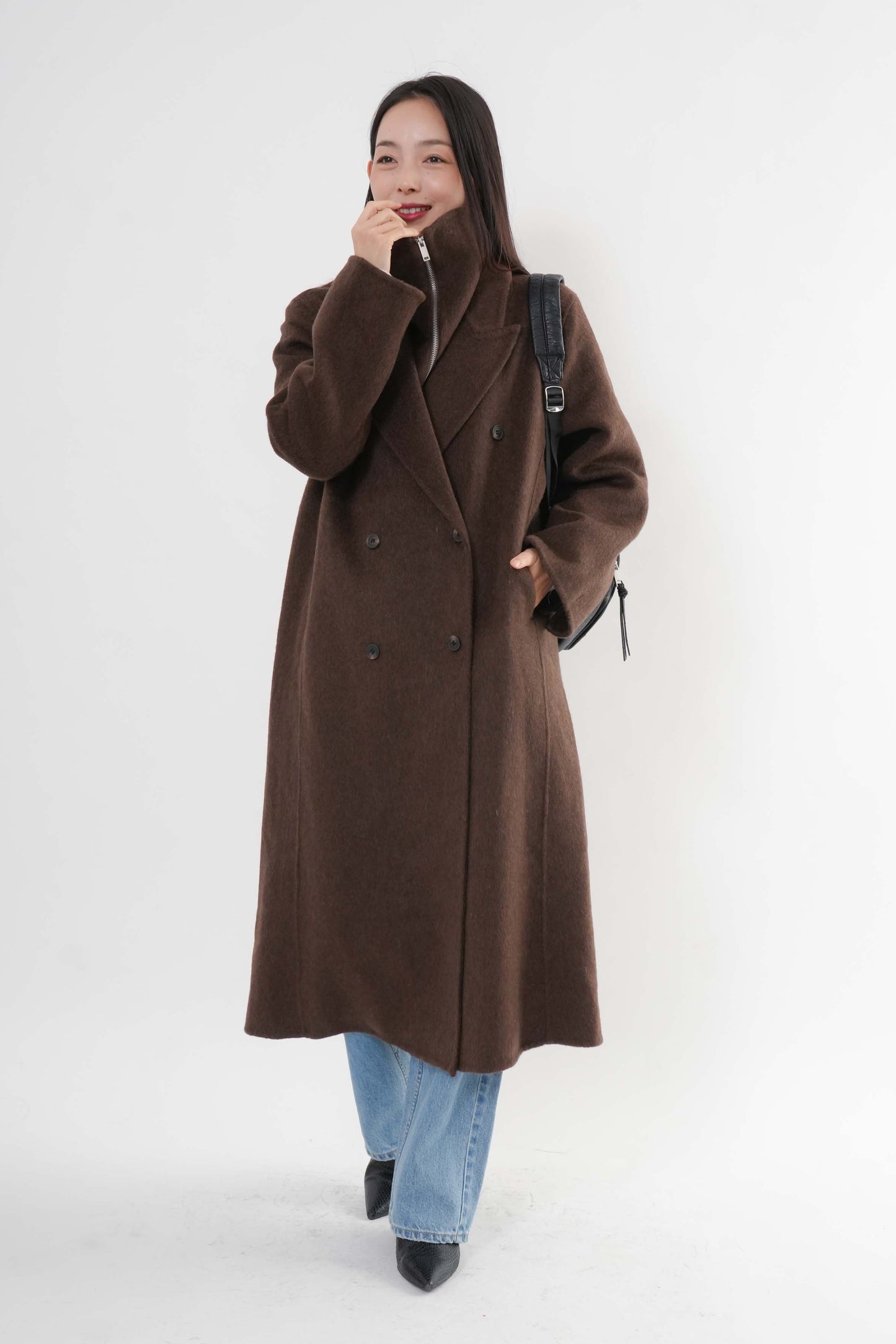 ［ＮＥＷ]ウール100％ＺＩＰロングコート