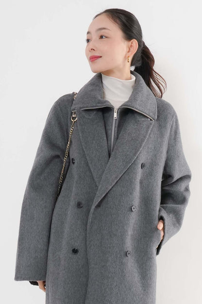［予約］ウール100％ＺＩＰロングコート