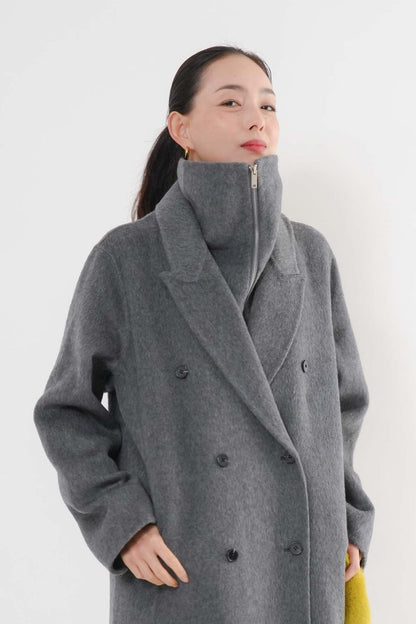 ［ＮＥＷ]ウール100％ＺＩＰロングコート