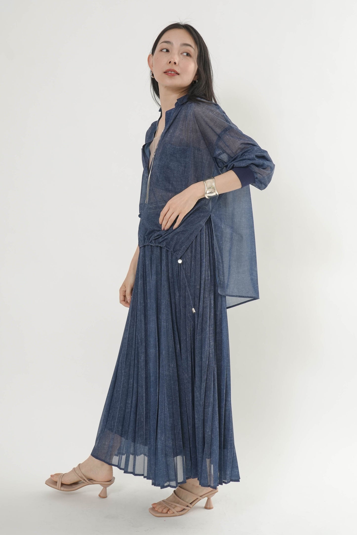 シアーデニムドロストシャツ