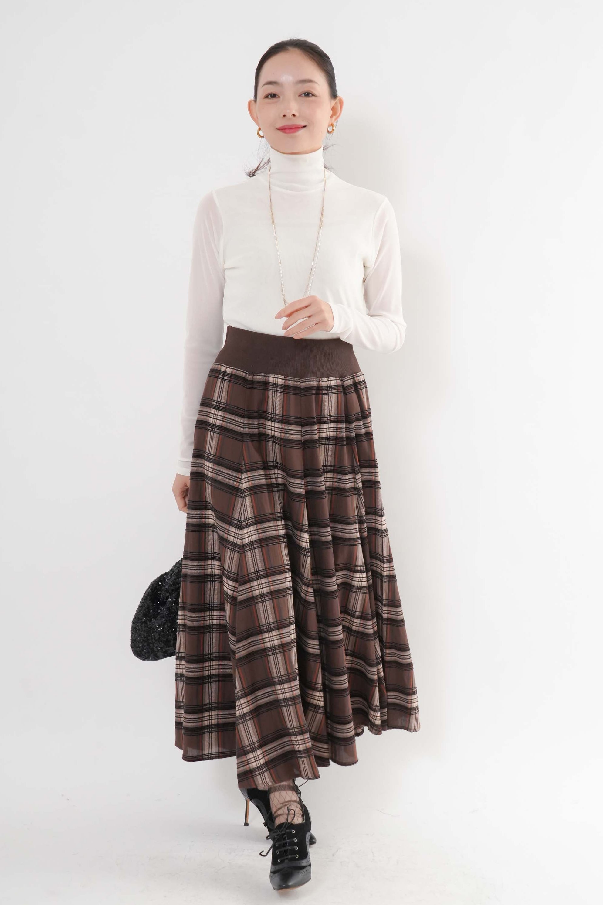 【新品】&エルシー　チェックスカート SSサイズあり】ロービングチェック柄スカート | フレアスカート