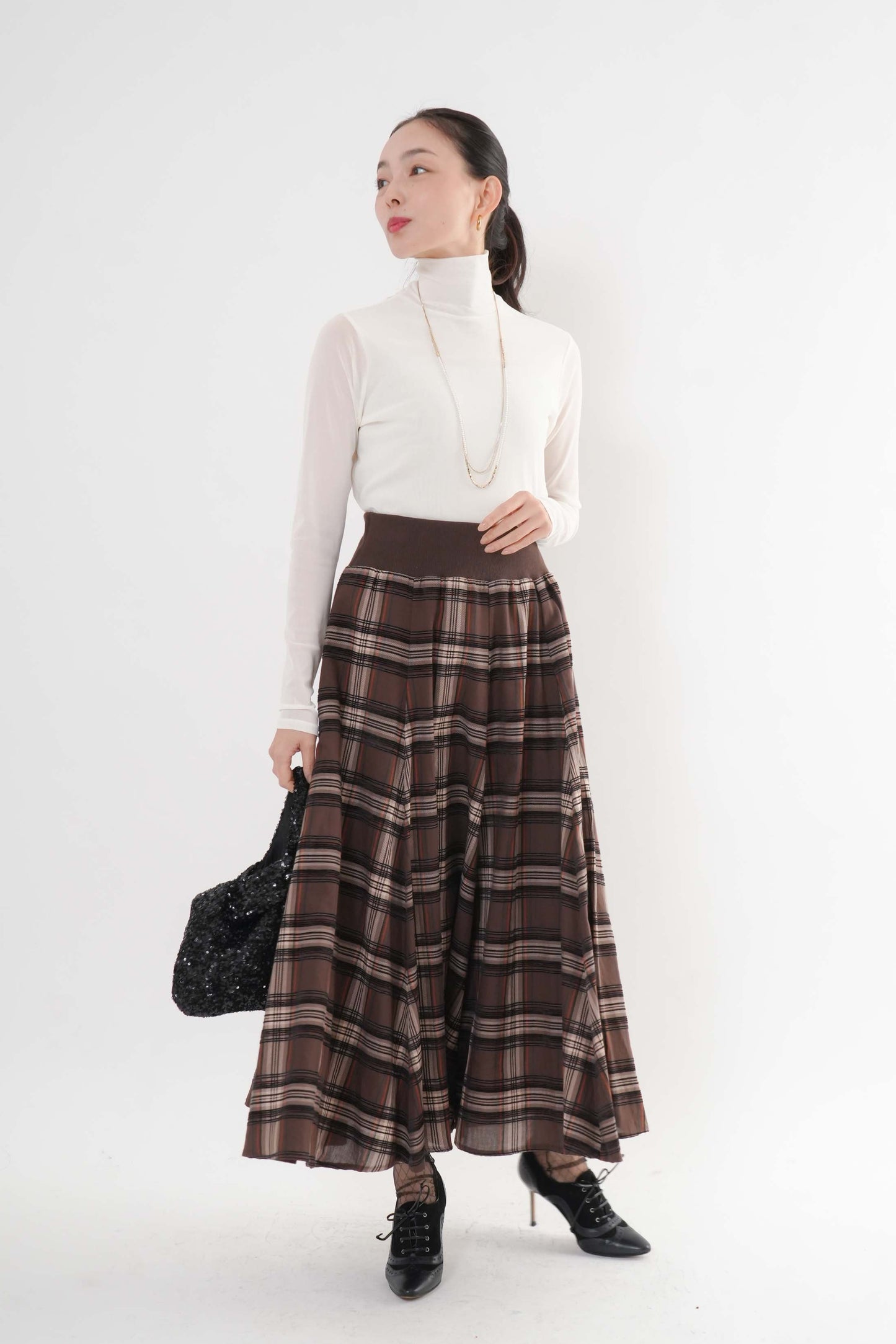 モールチェックスカート （新色ブラック）