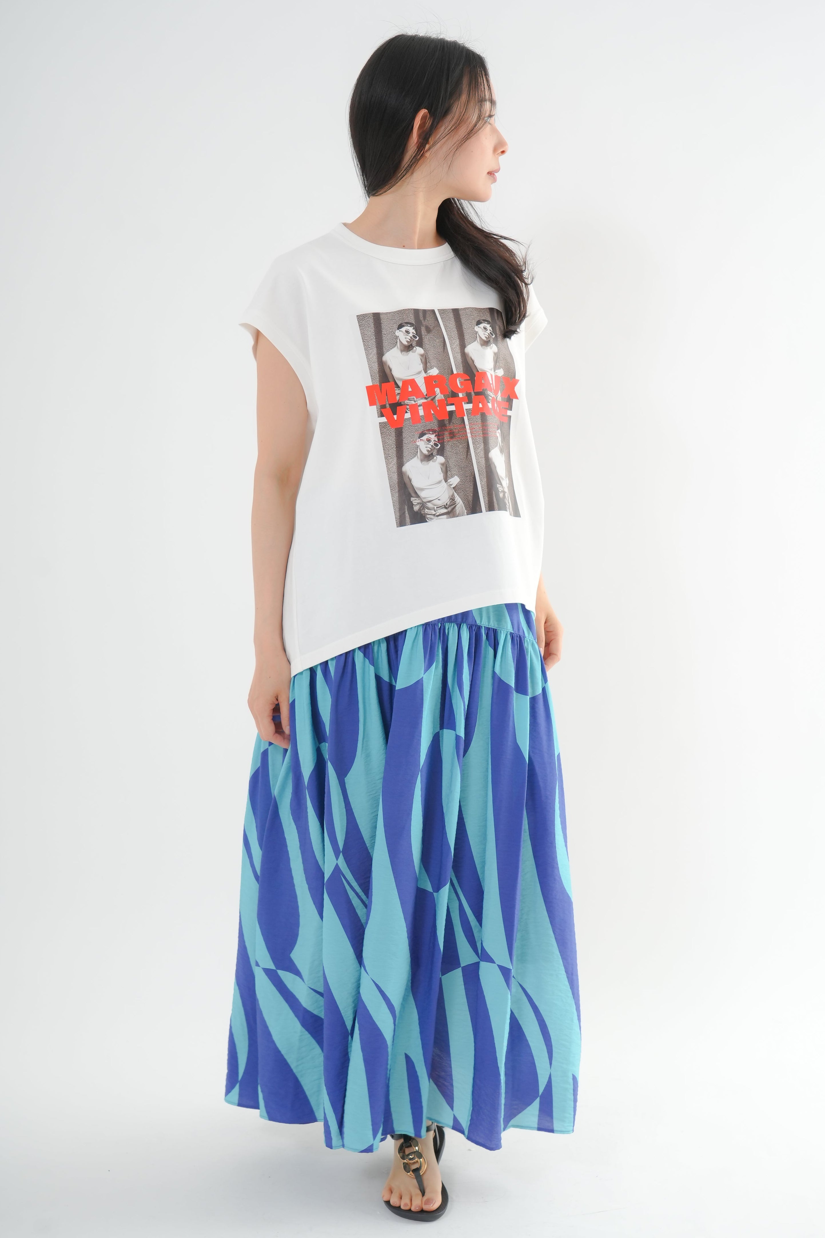 転写プリントノースリーブT｜Tシャツ｜good mood madam ( グッドムード