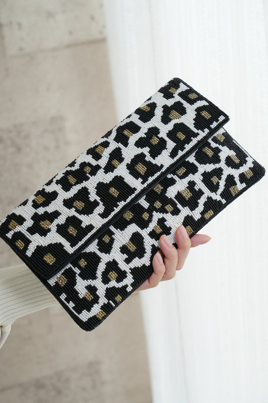 <20%OFF>レオパードビーズクラッチ