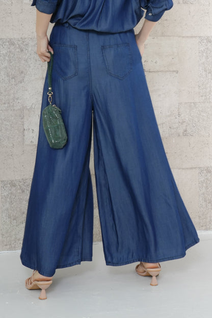 <６月上旬再入荷予定＞バイオシルクデニムワイドパンツ