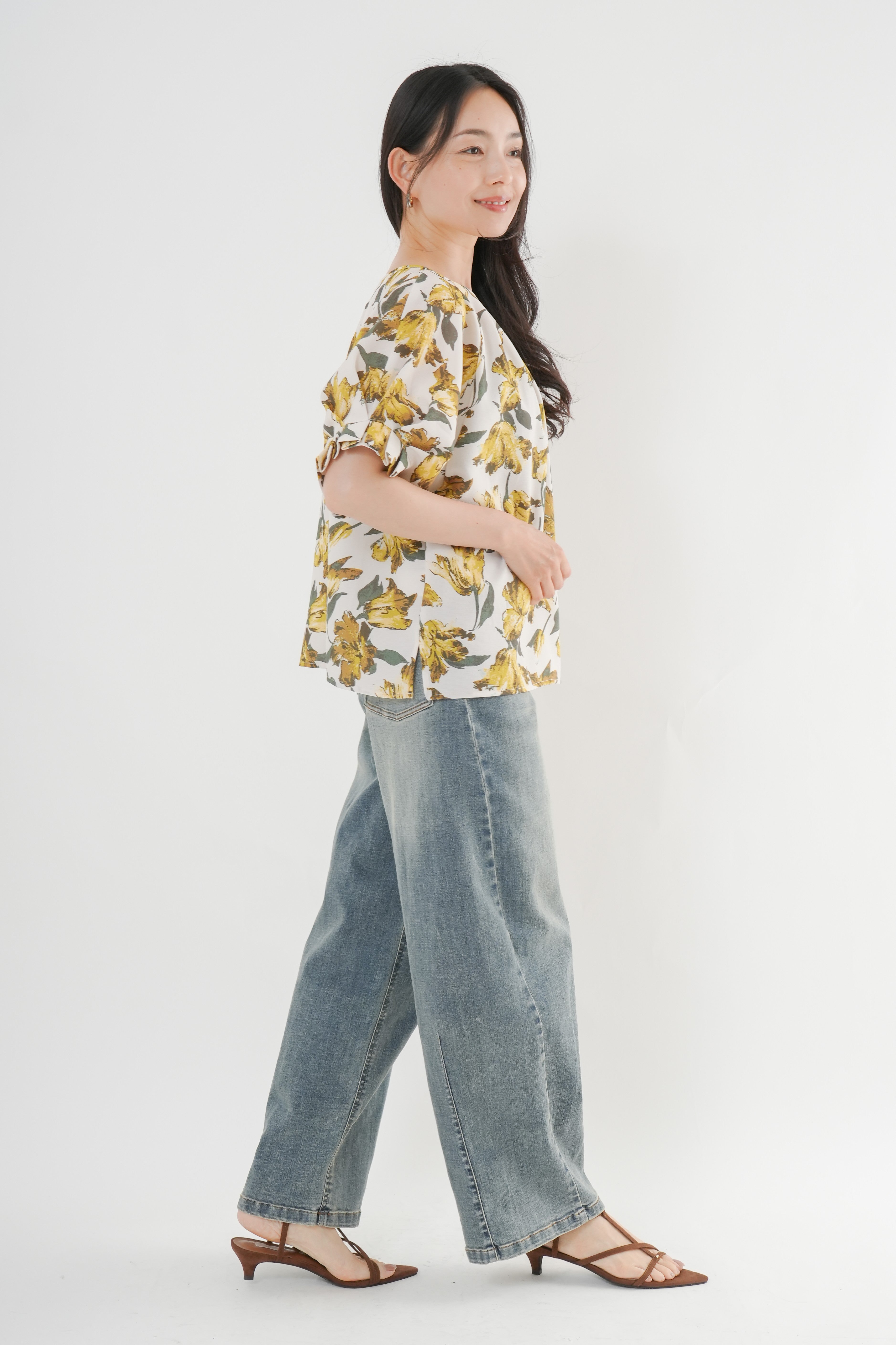 麻調フラワータックブラウス｜ブラウス｜good mood madam（グッド