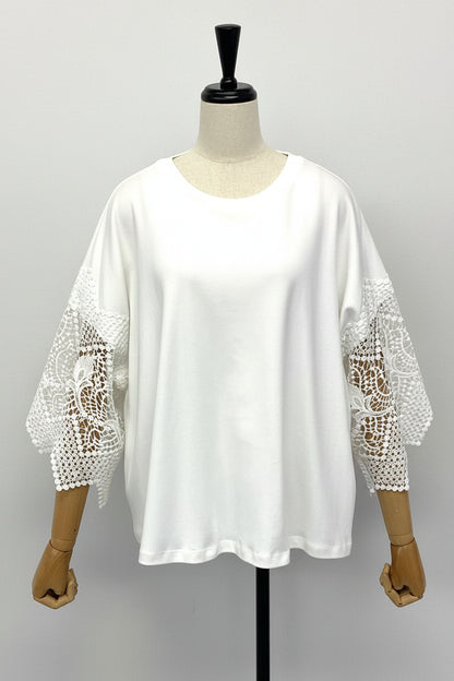 袖レースTシャツ