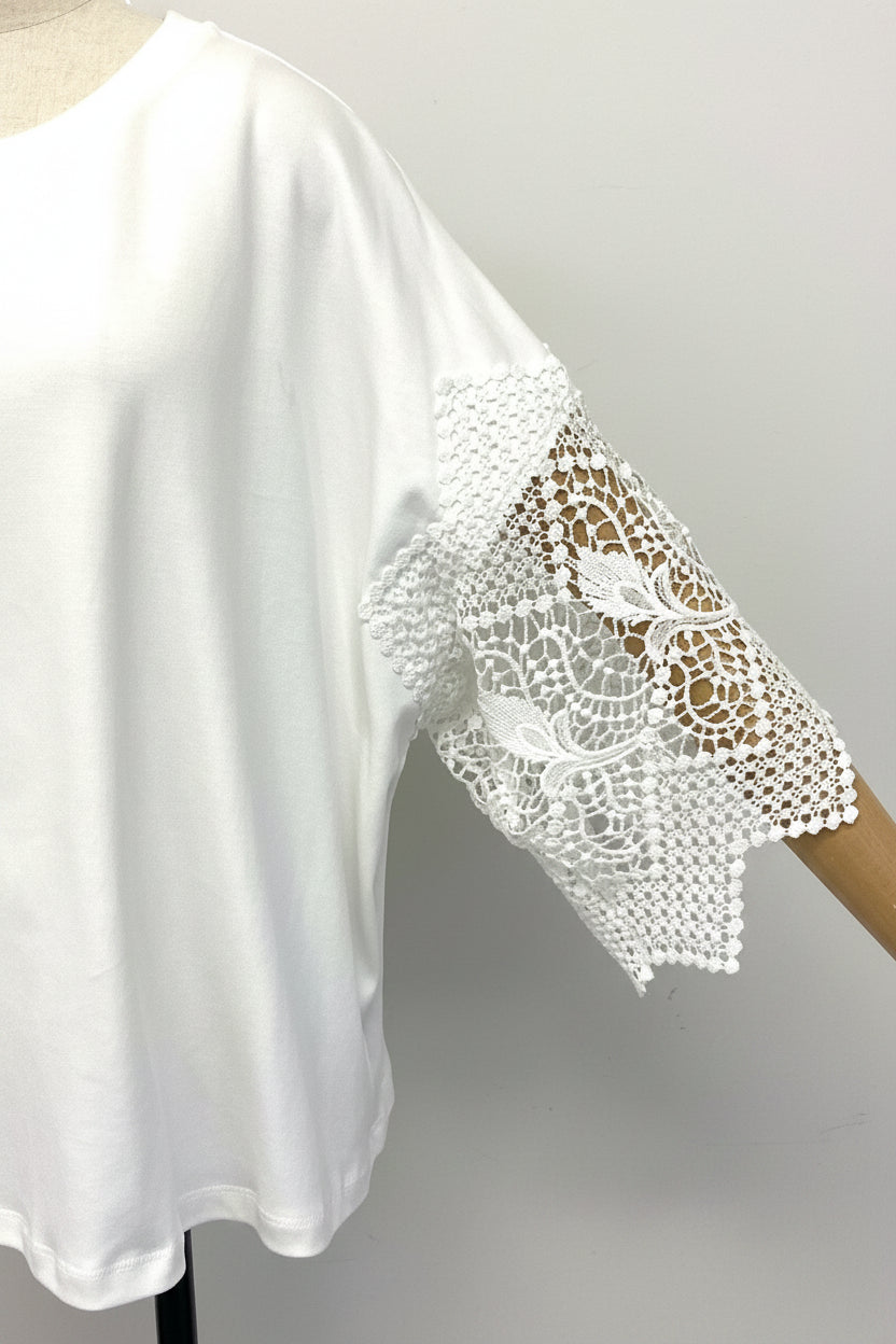 袖レースTシャツ