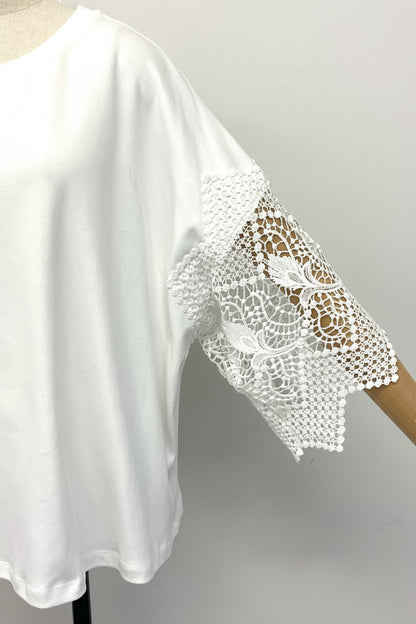 袖レースTシャツ