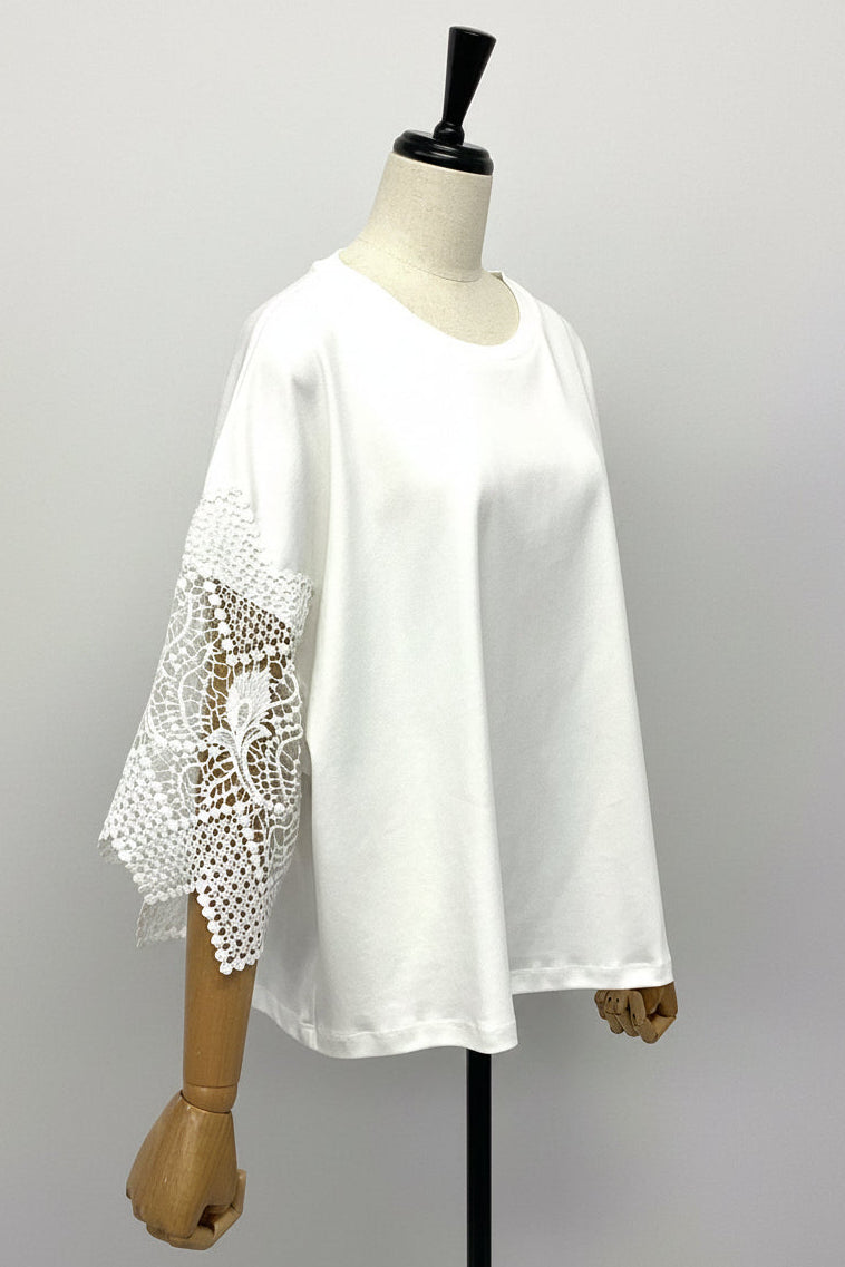 袖レースTシャツ