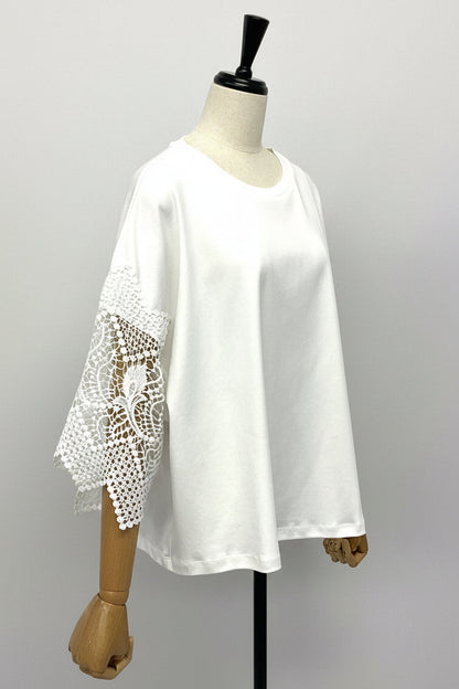 袖レースTシャツ