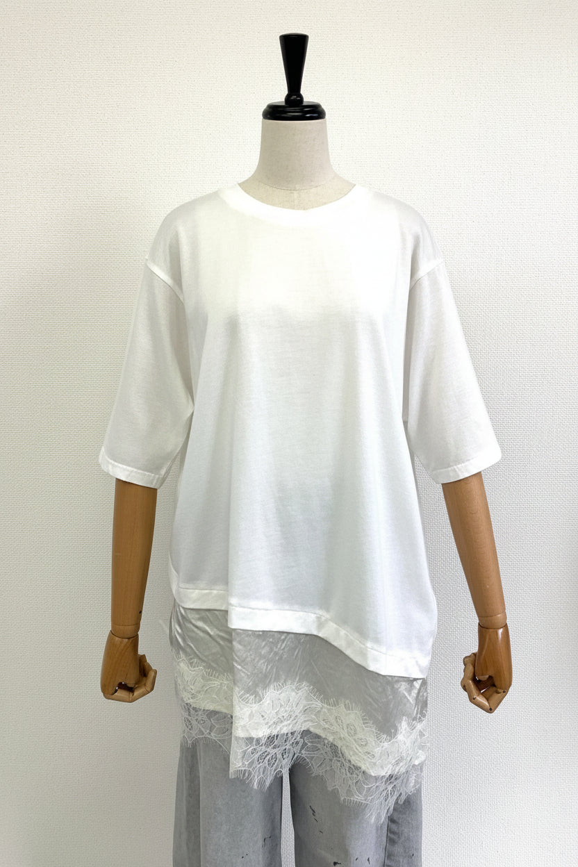 アシメ裾レースTシャツ