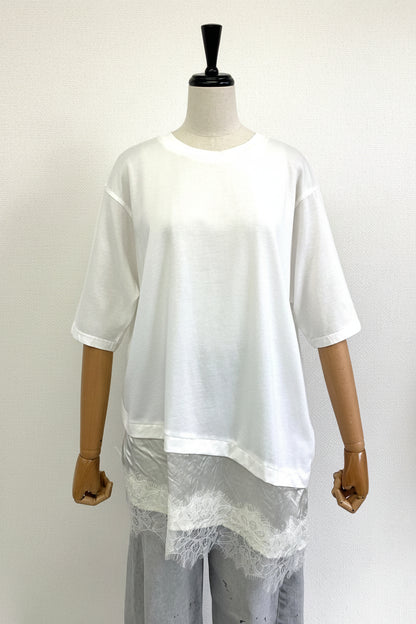 アシメ裾レースTシャツ