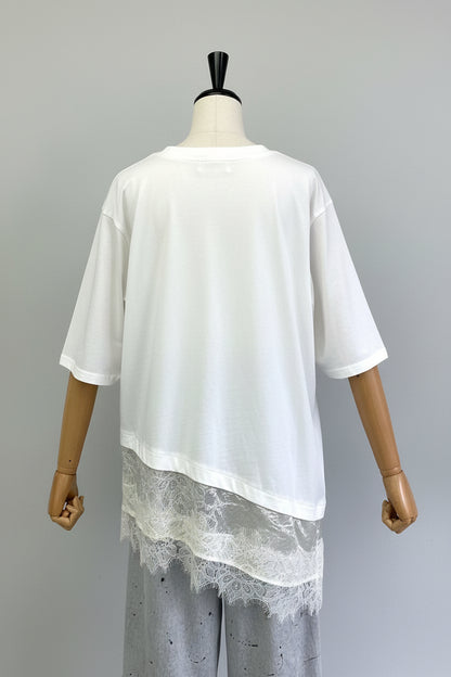 アシメ裾レースTシャツ