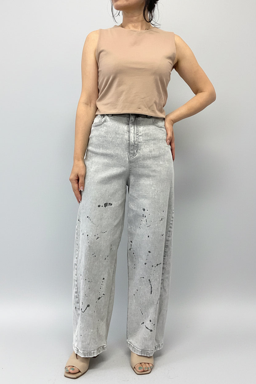 ペイントデニムバレルパンツ