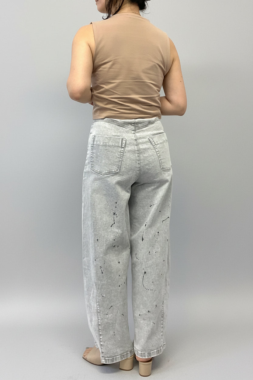 ペイントデニムバレルパンツ