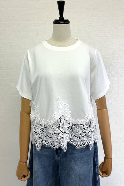 裾レースTシャツ