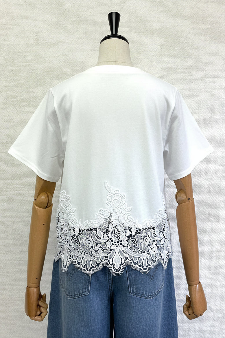 裾レースTシャツ
