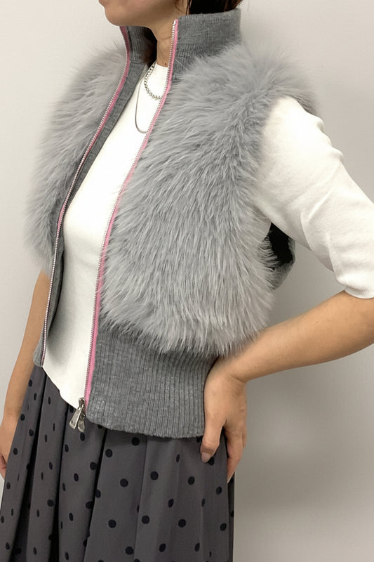 ZIPショートファーベスト
