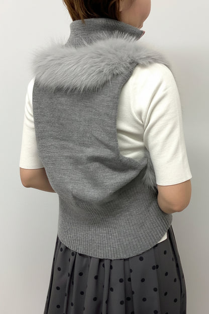 ZIPショートファーベスト