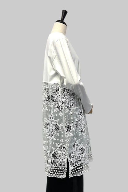 レース切り替ロングTシャツ