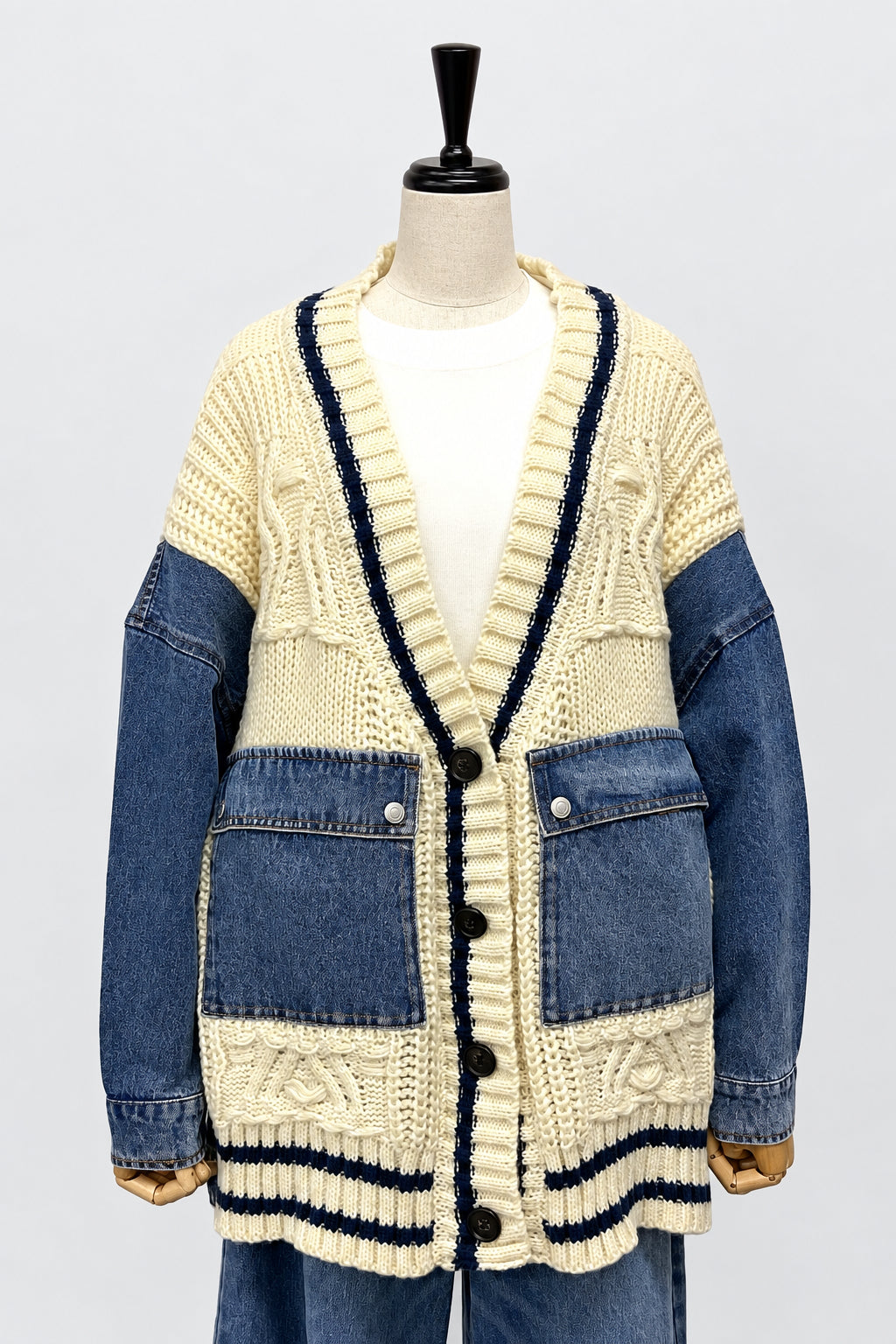 ドッキングデニムカーディガン