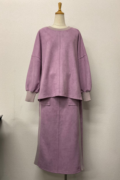 ［ＮＥＷ］スエード×リブワイドプルオーバー