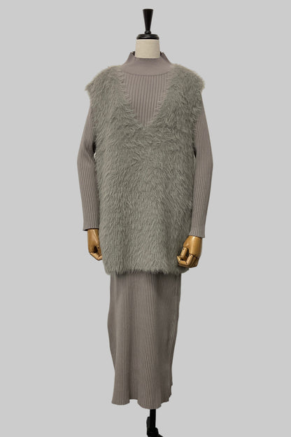 ［ＮＥＷ］シャギーベストセットワンピース