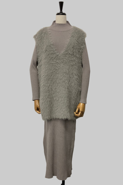 ［ＮＥＷ］シャギーベストセットワンピース