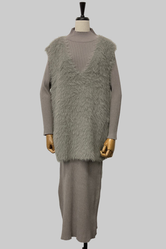 ［ＮＥＷ］シャギーベストセットワンピース