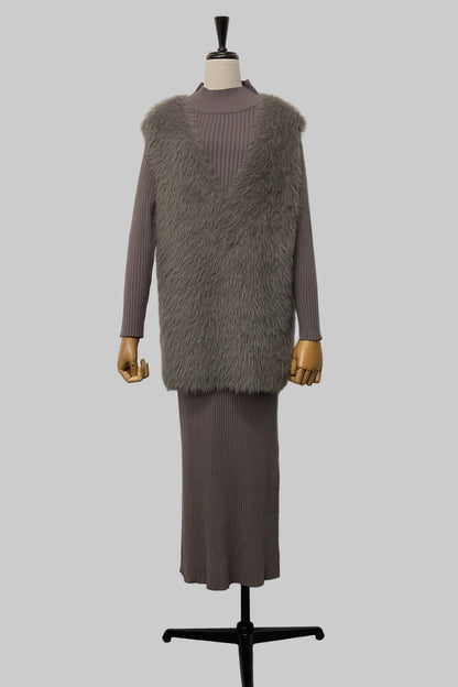 ［ＮＥＷ］シャギーベストセットワンピース