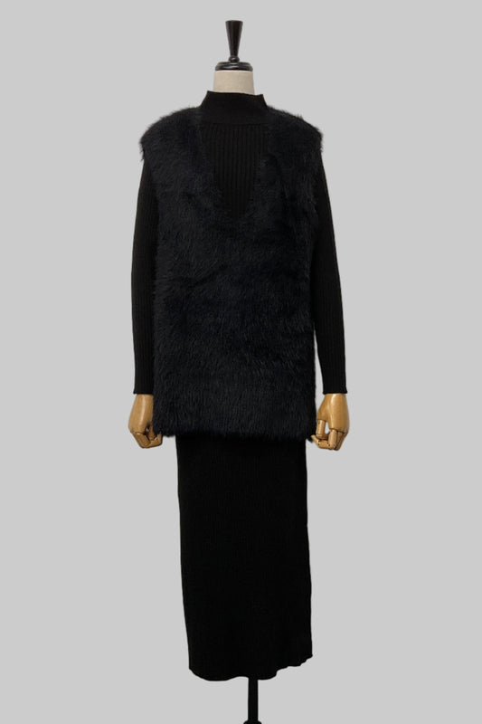 ［ＮＥＷ］シャギーベストセットワンピース