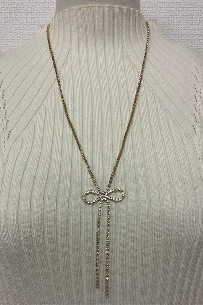 ［再入荷］リボン＆ストーンネックレス　